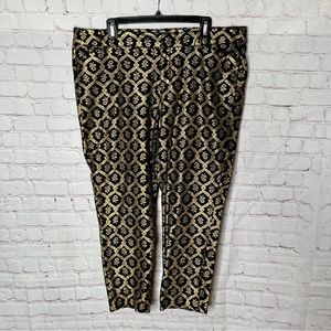 Gold Printed, Black Pixie Dress Pants, Old Navy, Size: 18